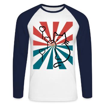 Chaton chaton doux chats domestiques chauds - T-shirt baseball manches longues Homme - blanc/marine - Devant - Nik (191cm)