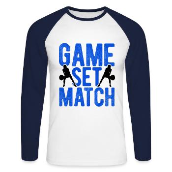 Tennisplatz Spruch Für Tennis - Unisex Baseballshirt langarm - Weiß/Navy - Vorne - Nik (191cm)