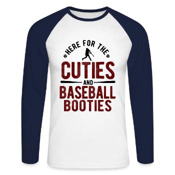 Baseball - Unisex Baseballshirt langarm - Weiß/Navy - Vorne - Nik (191cm)