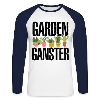 Garden Gangster Graphic Gardener Hogriculture Gard - Unisex Baseballshirt langarm - Weiß/Navy - Vorne - Nik (191cm)