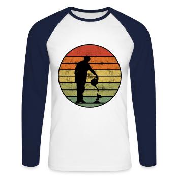 Retro Graphic Gardener Horticulturist Gardening La - Unisex Baseballshirt langarm - Weiß/Navy - Vorne - Nik (191cm)