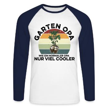 Garten Opa Wie Ein Normaler Opa Nur Cooler Gärtner - Unisex Baseballshirt langarm - Weiß/Navy - Vorne - Nik (191cm)