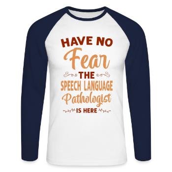 Speech Therapist Therapy Assistant - Unisex Baseballshirt langarm - Weiß/Navy - Vorne - Nik (191cm)