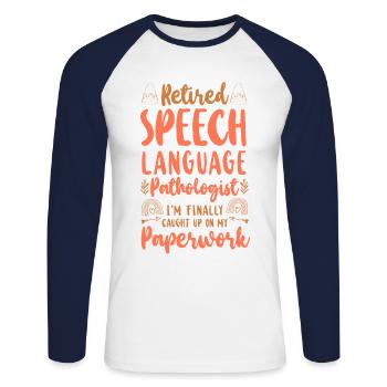Speech Therapist Therapy Assistant - Unisex Baseballshirt langarm - Weiß/Navy - Vorne - Nik (191cm)