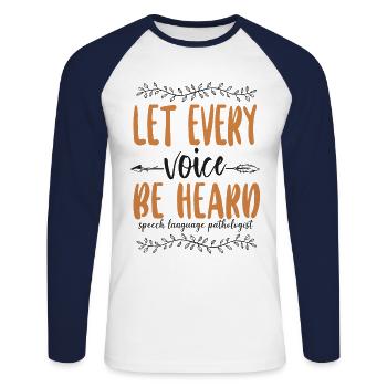 Speech Therapist Therapy Assistant - Unisex Baseballshirt langarm - Weiß/Navy - Vorne - Nik (191cm)