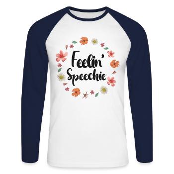 Speech Therapist Therapy Assistant - Unisex Long Sleeve Baseball T-Shirt - white/navy - Front - Nik (191cm)