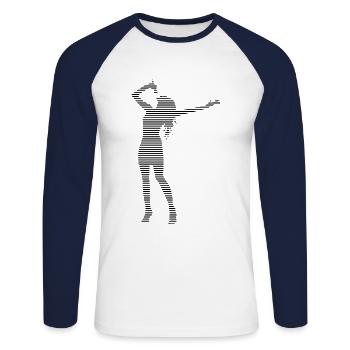 Singer - Unisex Long Sleeve Baseball T-Shirt - white/navy - Front - Nik (191cm)