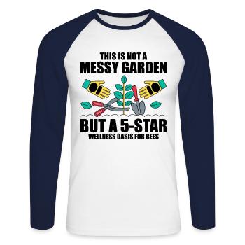This Is Not A Messy Garden But A 5-Star Wellness O - Unisex Baseballshirt langarm - Weiß/Navy - Vorne - Nik (191cm)