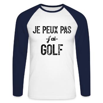 Je Peux Pas J'ai Golf Cadeau Pour Joueur De Golf - T-shirt baseball manches longues Homme - blanc/marine - Devant - Nik (191cm)