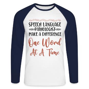 Speech Therapist Therapy Assistant - Unisex Baseballshirt langarm - Weiß/Navy - Vorne - Nik (191cm)