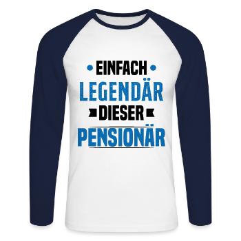 simplement légendaire ce retraité - T-shirt baseball manches longues Homme - blanc/marine - Devant - Nik (191cm)