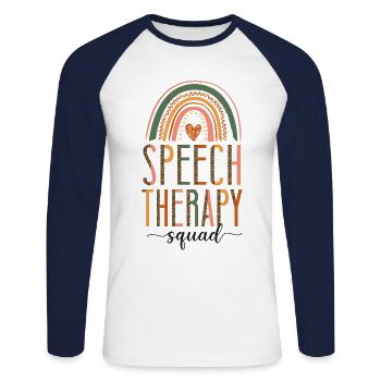 Speech Therapist Therapy Assistant - Unisex Long Sleeve Baseball T-Shirt - white/navy - Front - Nik (191cm)