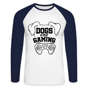 Dogs And Gaming Gamer Video Game Player Games Nerd - Unisex Baseballshirt langarm - Weiß/Navy - Vorne - Nik (191cm)