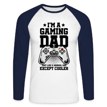 I'm A Gaming Dad Just Like A Normal Dad Except Coo - Unisex Baseballshirt langarm - Weiß/Navy - Vorne - Nik (191cm)