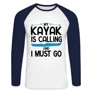 Paddel-Boot Kanu-Fahrer Für Kajak - Unisex Baseballshirt langarm - Weiß/Navy - Vorne - Nik (191cm)