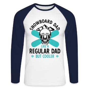 Snowboard Dad Fun Freestyle Snowboarding - Unisex Long Sleeve Baseball T-Shirt - white/navy - Front - Nik (191cm)