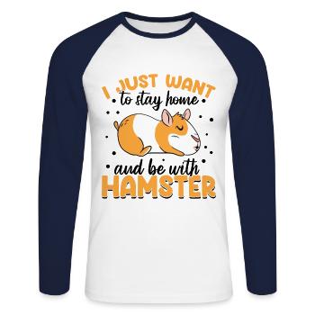 I Just Want To Stay At Home And Be With My Hamster - Unisex Baseballshirt langarm - Weiß/Navy - Vorne - Nik (191cm)