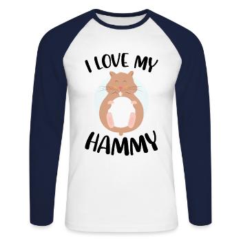 I love My Hammy Hamster Pet Owner Animal Lover Rod - Unisex Baseballshirt langarm - Weiß/Navy - Vorne - Nik (191cm)