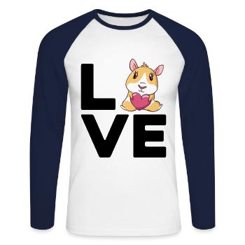 Love Graphic Hamster Pet Owner Animal Lover Rodent - Unisex Baseballshirt langarm - Weiß/Navy - Vorne - Nik (191cm)