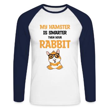 My Hamster Is Smarter Than Your Rabbit Hamster Lov - Unisex Baseballshirt langarm - Weiß/Navy - Vorne - Nik (191cm)