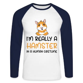I'm Really A Hamster In A Human Costume Hamster Lo - Unisex Baseballshirt langarm - Weiß/Navy - Vorne - Nik (191cm)