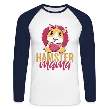 Hamster Mama Animal Lover Pet Owner Rodents Hamste - Unisex Baseballshirt langarm - Weiß/Navy - Vorne - Nik (191cm)