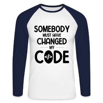 Software Ingenieur Informatiker Programmierer - Unisex Baseballshirt langarm - Weiß/Navy - Vorne - Nik (191cm)