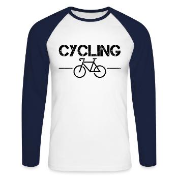 Bicyclette - T-shirt baseball manches longues Homme - blanc/marine - Devant - Nik (191cm)