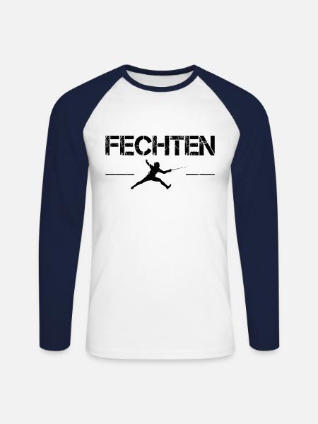 Fechten - Unisex Baseballshirt langarm - Weiß/Navy