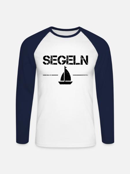 Segeln - Unisex Baseballshirt langarm - Weiß/Navy