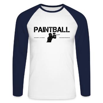 Paintball - Unisex Long Sleeve Baseball T-Shirt - white/navy - Front - Nik (191cm)