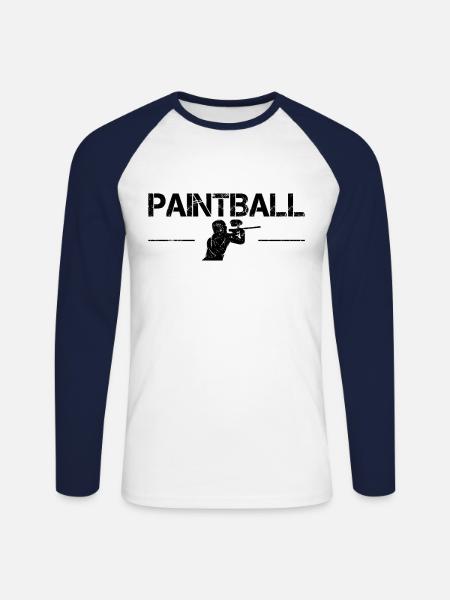 Paintball - Unisex Baseballshirt langarm - Weiß/Navy