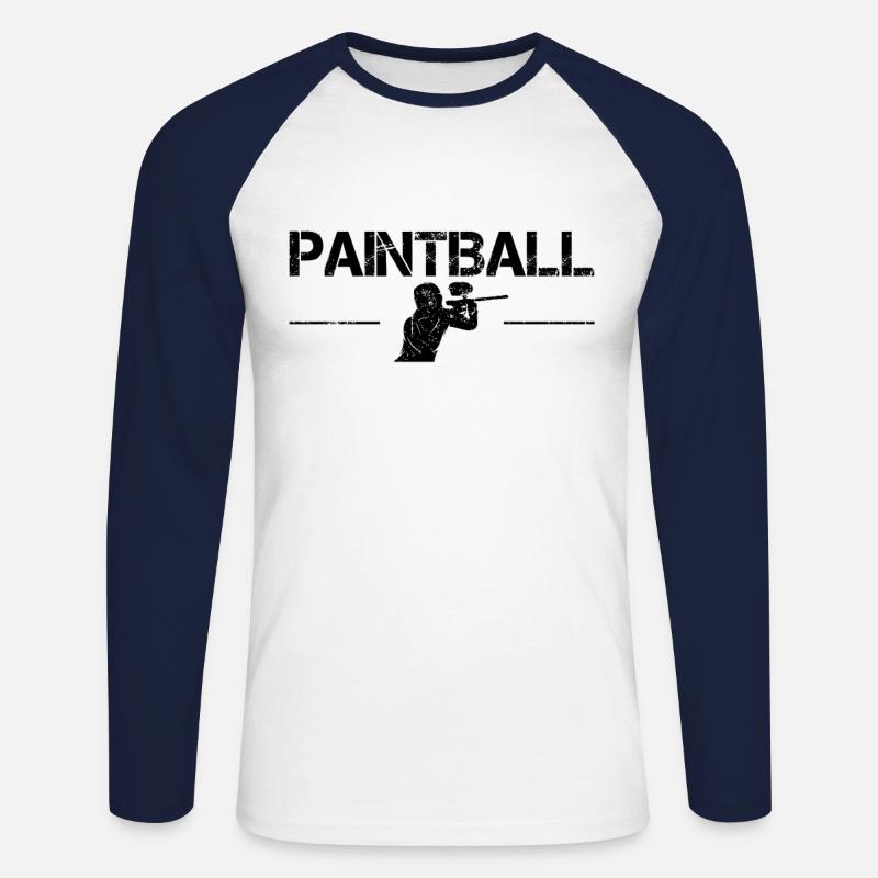 Paintball - Unisex Baseballshirt langarm - Weiß/Navy