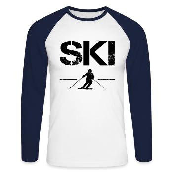 Ski - T-shirt baseball manches longues Homme - blanc/marine - Devant - Nik (191cm)