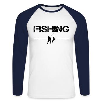 Angling - Unisex Long Sleeve Baseball T-Shirt - white/navy - Front - Nik (191cm)
