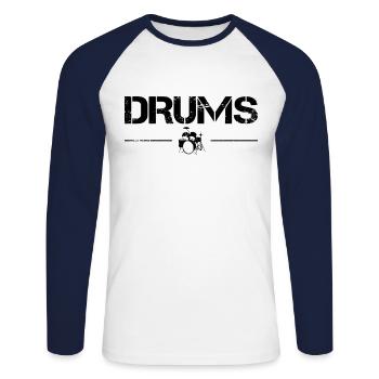 Percussion - Unisex Long Sleeve Baseball T-Shirt - white/navy - Front - Nik (191cm)