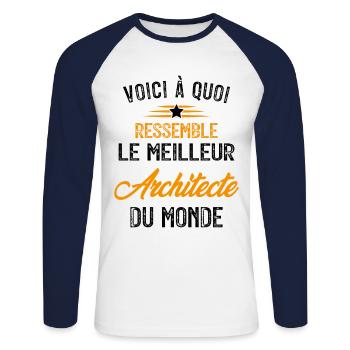 Voici à quoi ressemble le meilleur Architecte - T-shirt baseball manches longues Homme - blanc/marine - Devant - Nik (191cm)