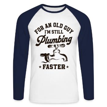 Plumbing Plumber Grandpa Retired - Unisex Long Sleeve Baseball T-Shirt - white/navy - Front - Nik (191cm)