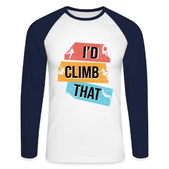 I'd Climb That Rock Climbing Bouldering Climber Ro - Unisex Baseballshirt langarm - Weiß/Navy - Vorne - Nik (191cm)