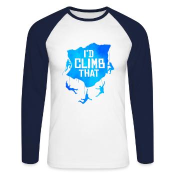 I'd Climb That Rock Climbing Bouldering Climber Ro - Unisex Baseballshirt langarm - Weiß/Navy - Vorne - Nik (191cm)