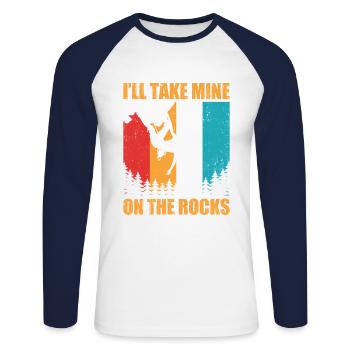 I'll Take Mine On The Rocks Bouldering Boulder Cli - Unisex Baseballshirt langarm - Weiß/Navy - Vorne - Nik (191cm)