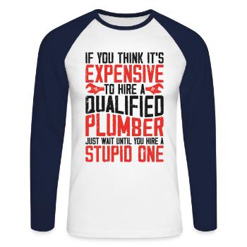 Plumbing Plumber Vintage If You - Unisex Baseballshirt langarm - Weiß/Navy - Vorne - Nik (191cm)