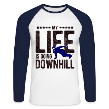 Snowboard Spruch für Snowboarder - Unisex Baseballshirt langarm - Weiß/Navy - Vorne - Nik (191cm)