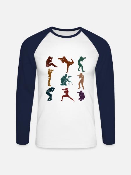 Fotografie Fotograf - Unisex Baseballshirt langarm - Weiß/Navy