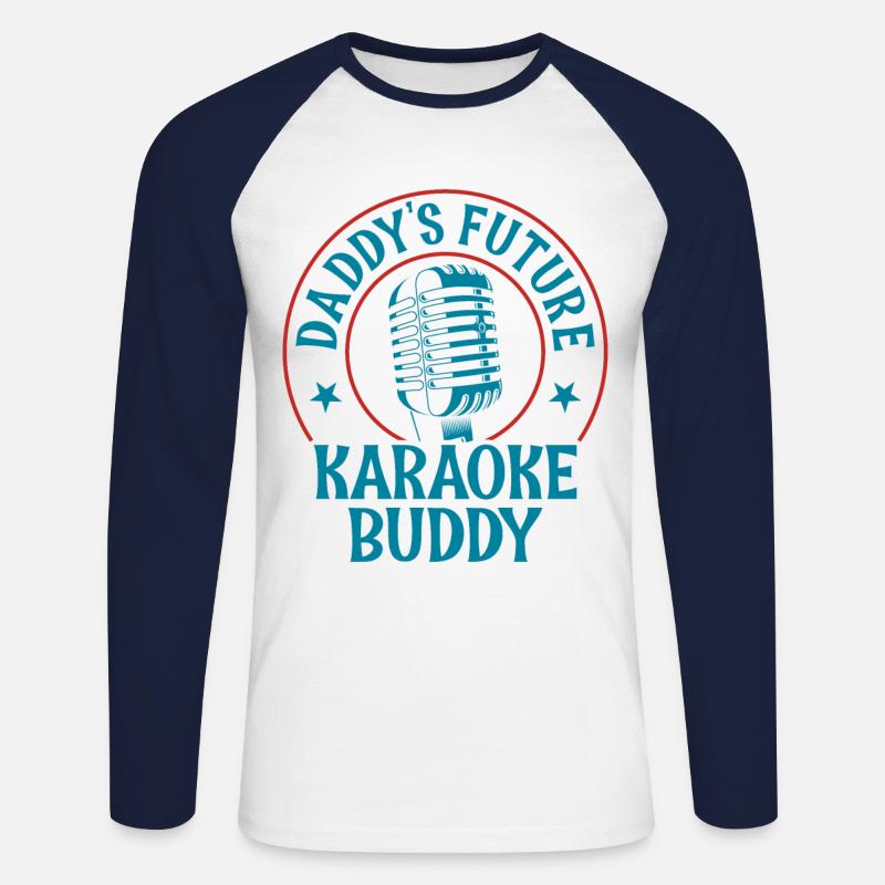 Karaoke Singer Daddy's Future - Unisex Long Sleeve Baseball T-Shirt - white/navy