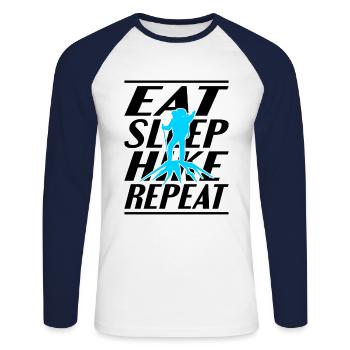 Alimentation Sommeil Randonnée - T-shirt baseball manches longues Homme - blanc/marine - Devant - Nik (191cm)