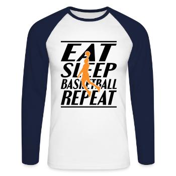 Essen Schlafen Basketball - Unisex Baseballshirt langarm - Weiß/Navy - Vorne - Nik (191cm)