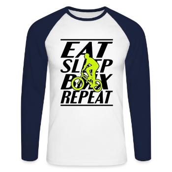 Nourriture Sleeping BMX - T-shirt baseball manches longues Homme - blanc/marine - Devant - Nik (191cm)