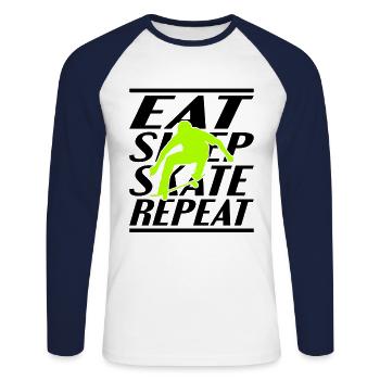 Manger dormir Patinage - T-shirt baseball manches longues Homme - blanc/marine - Devant - Nik (191cm)