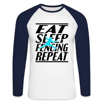 Manger Dormir l’escrime - T-shirt baseball manches longues Homme - blanc/marine - Devant - Nik (191cm)